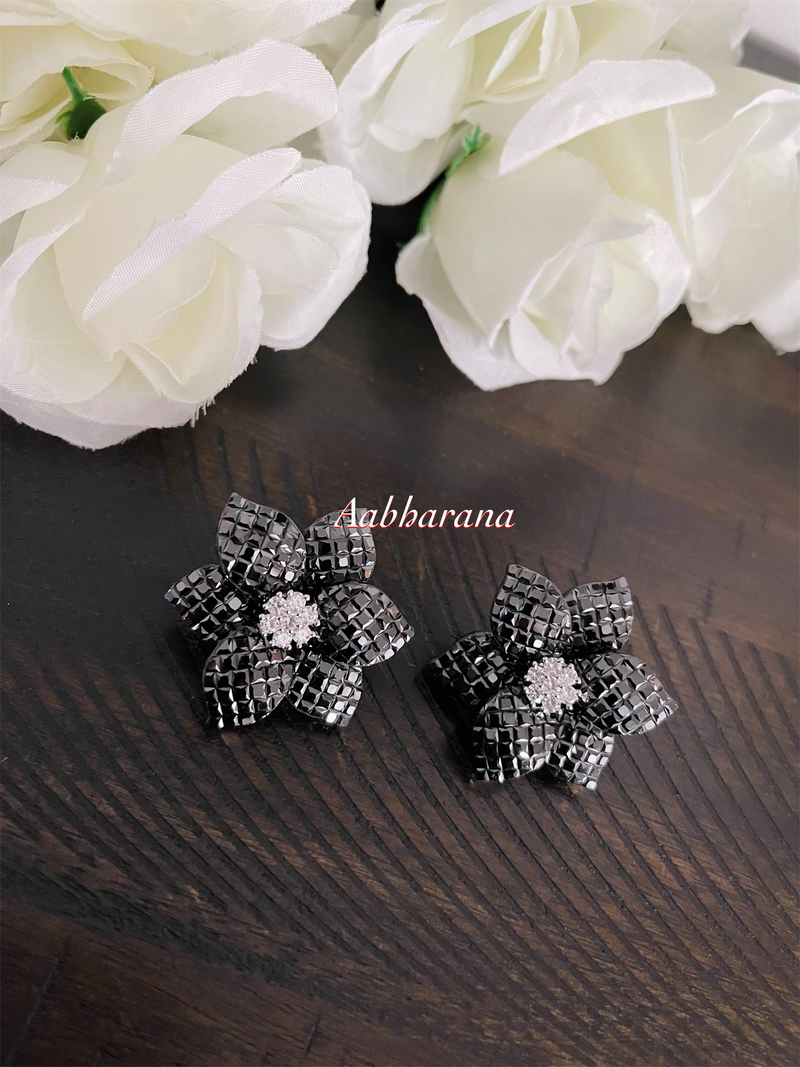 CZ detachable floral stud earrings