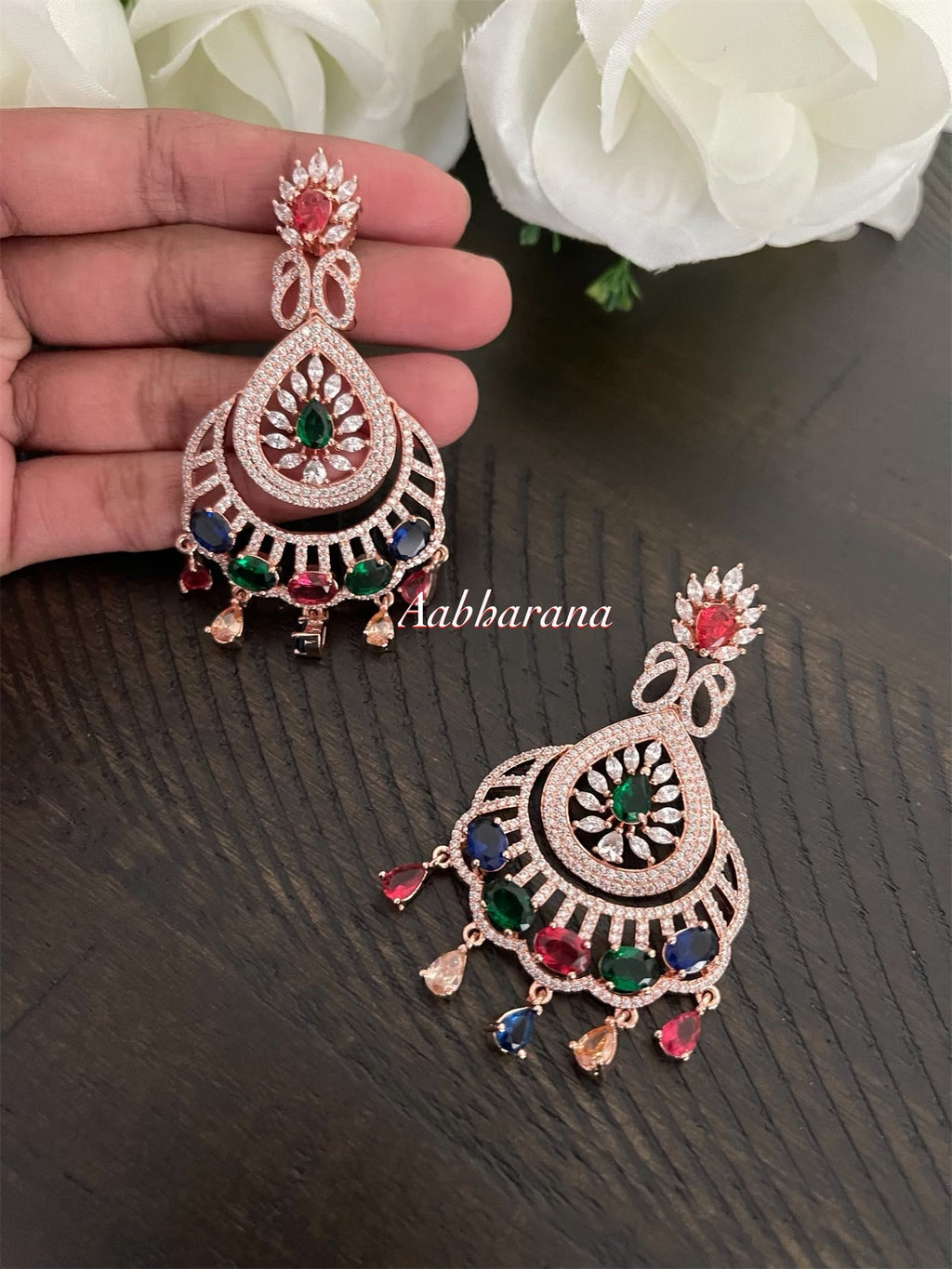 CZ multicolor stone earrings