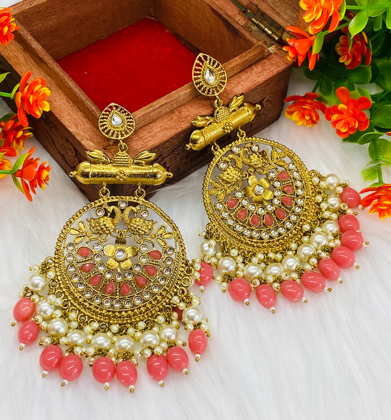 Designer floral peacock earrings