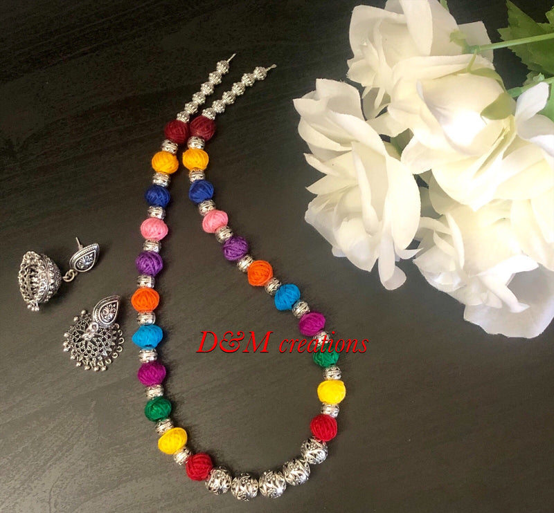 Oxidised multicolor cotton thread jewelry